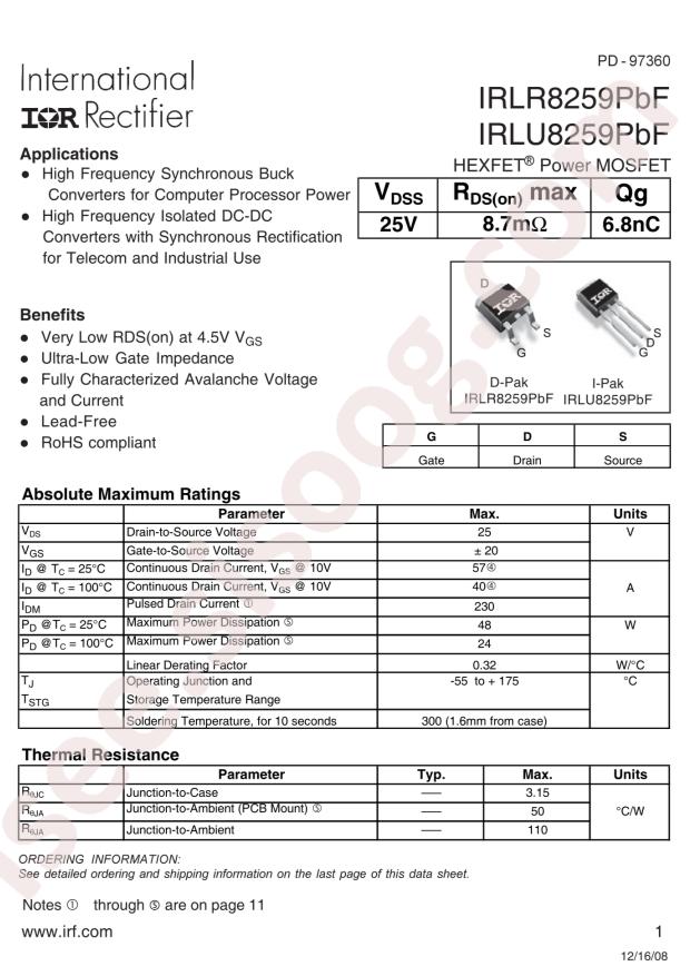 IRLR8259TRPBF