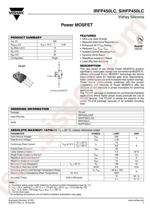 IRFP450LCPBF