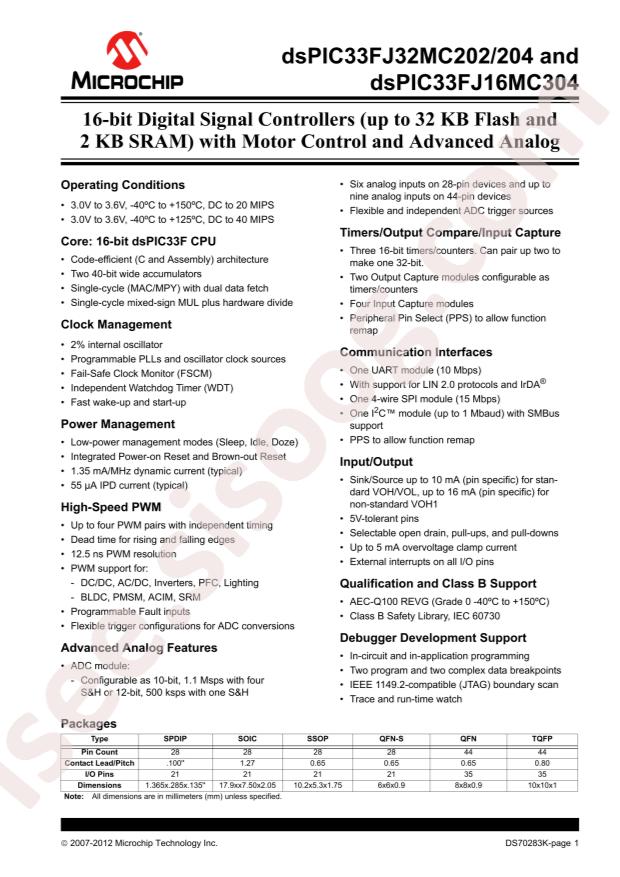 dsPIC33FJ32MC204T-I/PT