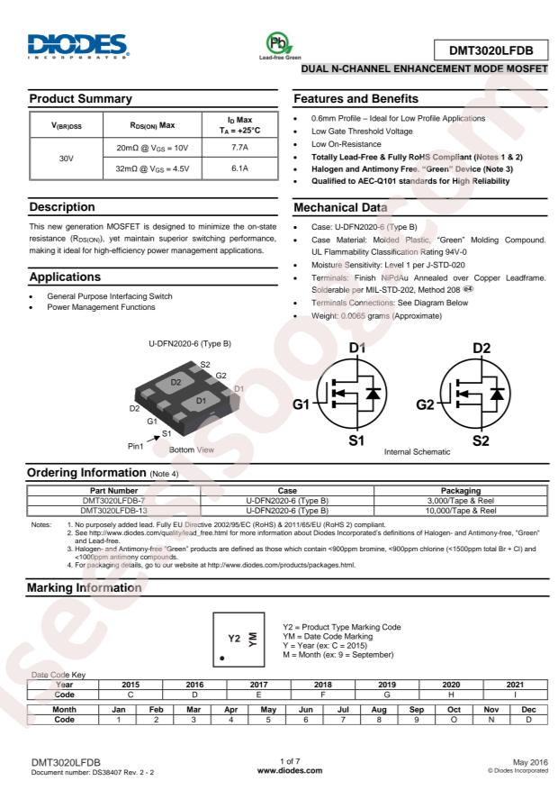 DMT3020LFDB-7
