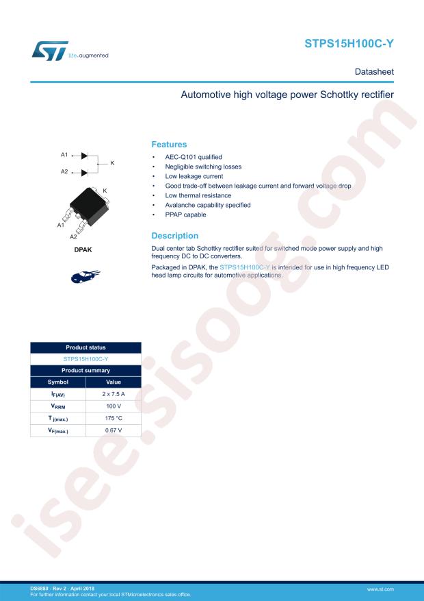 STPS15H100CBY-TR