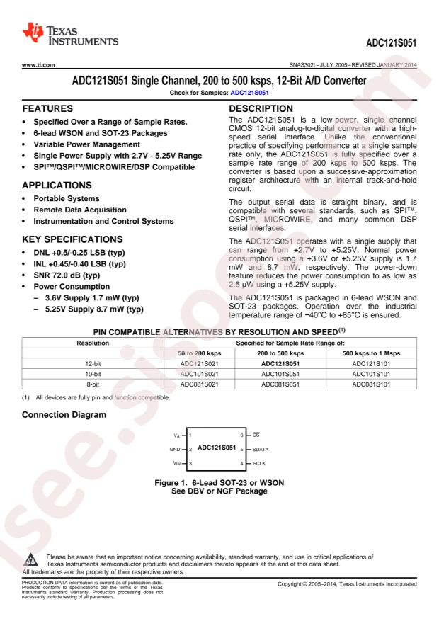 ADC121S051CIMF/NOPB