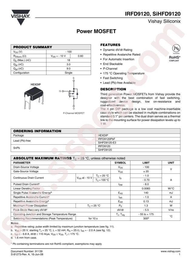 IRFD9120PbF