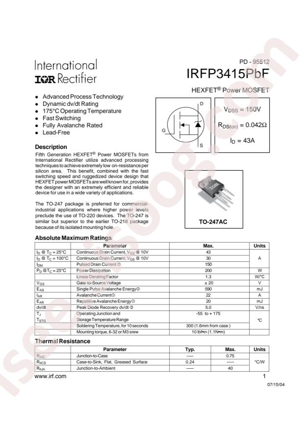 IRFP3415PBF