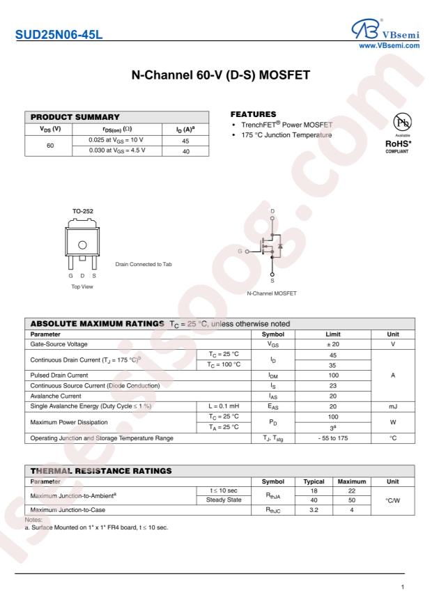 SUD25N06-45L-VB