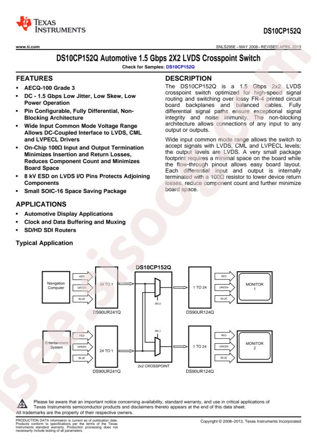 DS10CP152QMA/NOPB