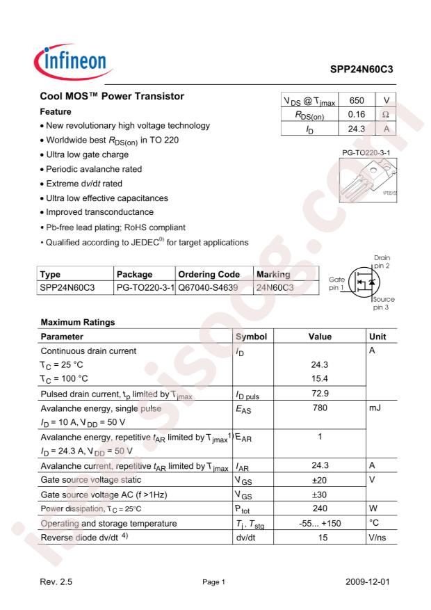 SPP24N60C3
