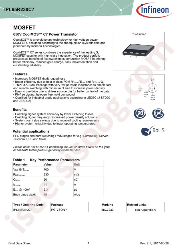 IPL65R230C7