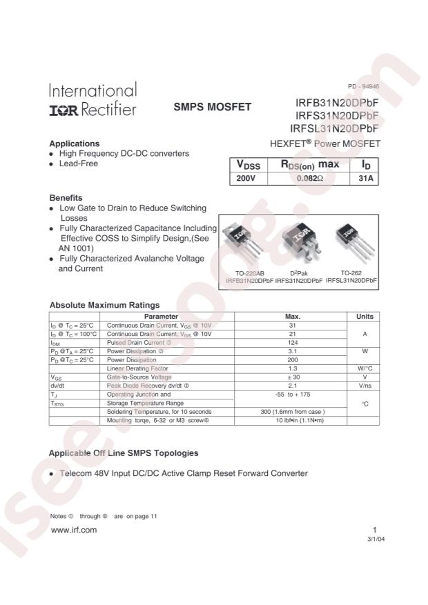 IRFB31N20DPBF