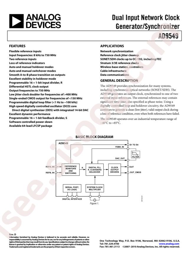 AD9549ABCPZ-REEL7