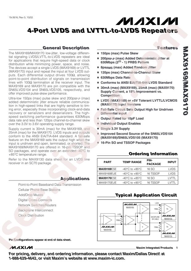 MAX9169EUE+