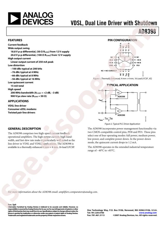 AD8398ACPZ-R7
