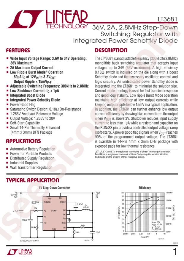 LT3681EDE#PBF