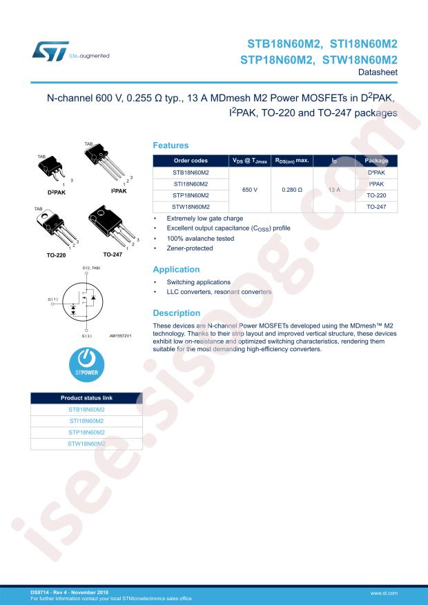 STP18N60M2