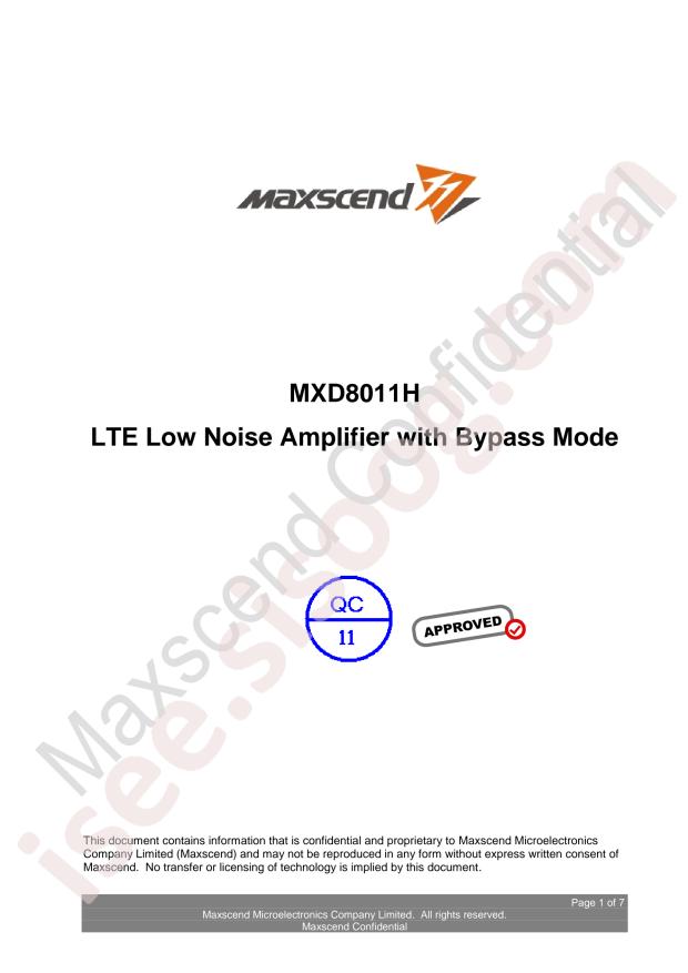 Datasheet Maxscend MXD8011H | دیتاشیت Maxscend MXD8011H | موتور جستجوی ISEE