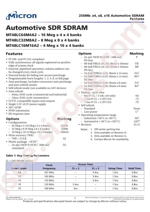 MT48LC16M16A2P-6A:G TR