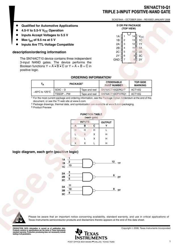 SN74ACT10QPWRG4Q1