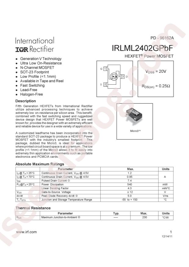 IRLML2402GTRPBF