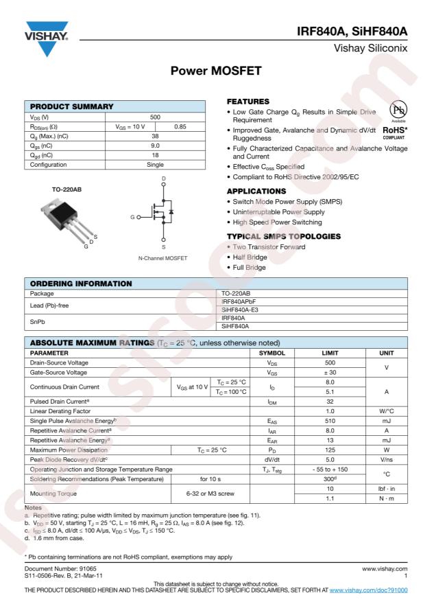 IRF840APBF