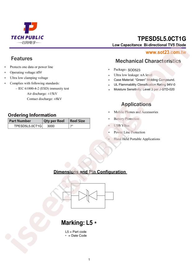 TPESD5L5.0CT1G
