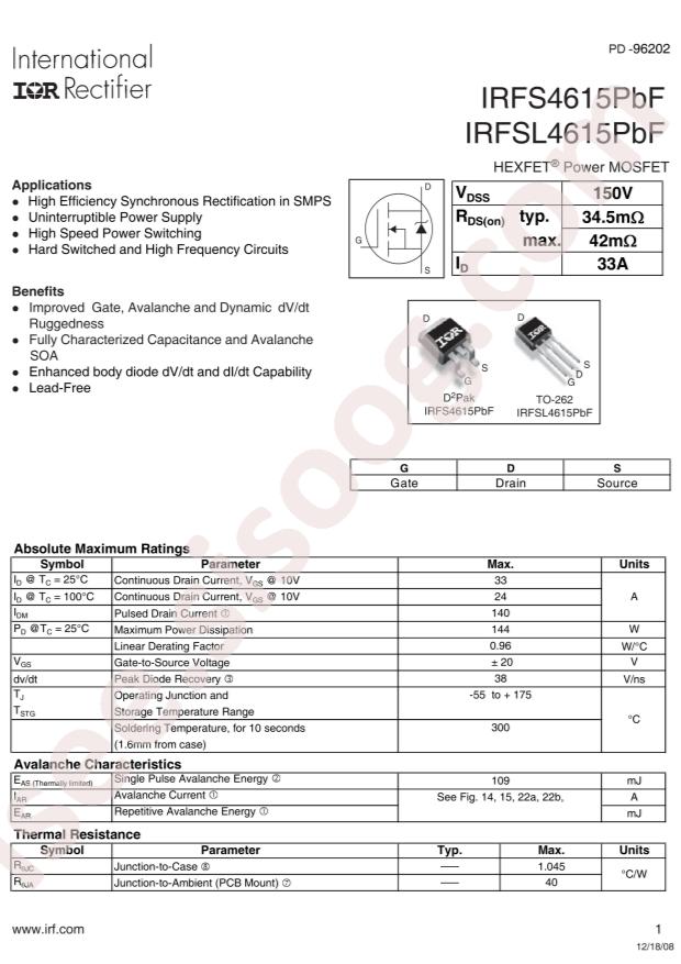 IRFS4615TRLPBF
