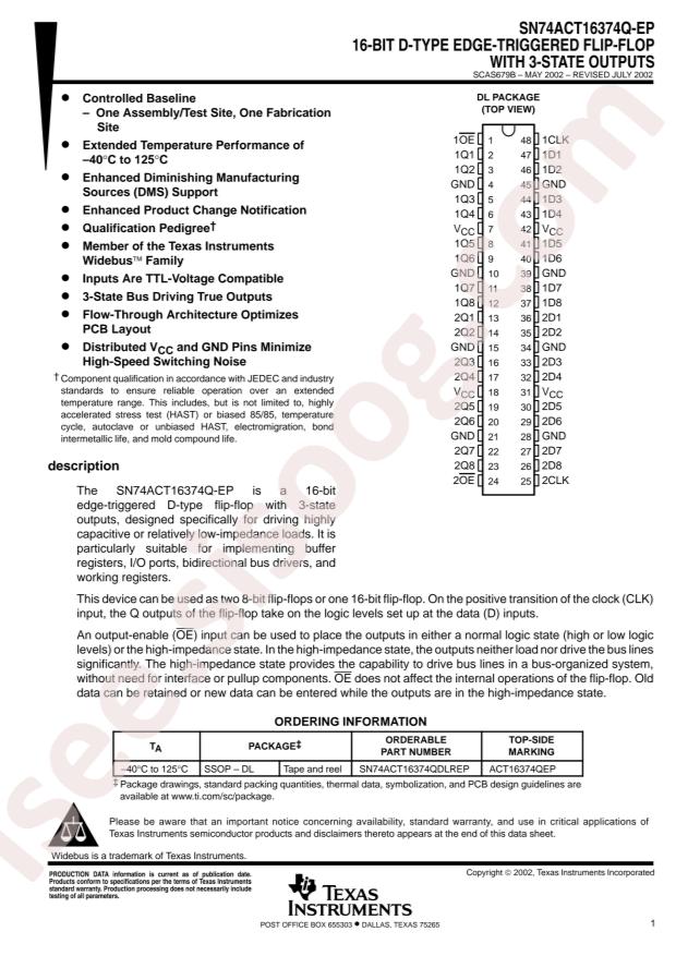 SN74ACT16374QDLREP