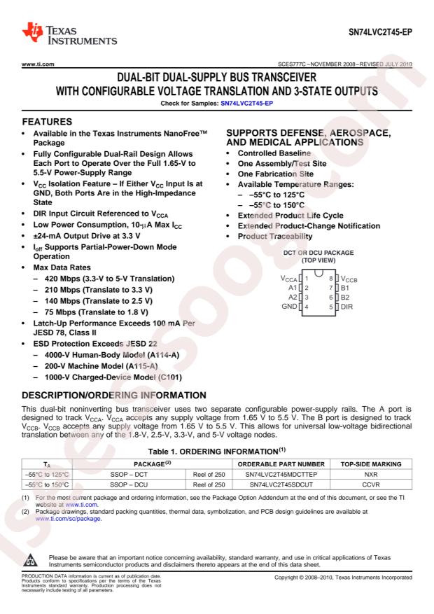 SN74LVC2T45MDCTTEP