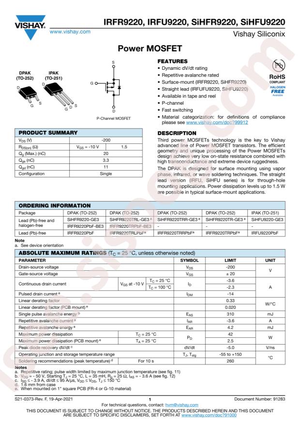 IRFU9220PBF