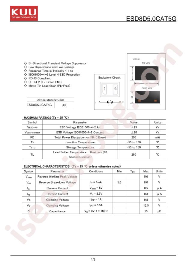 ESD8D5.0CAT5G
