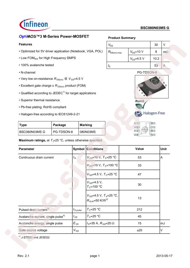 BSC080N03MS G