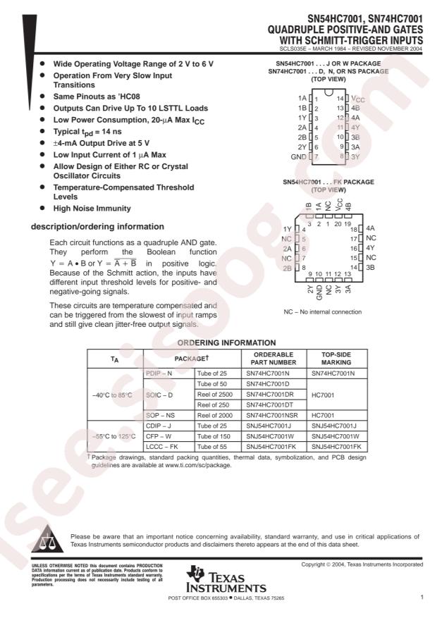 SN74HC7001DT