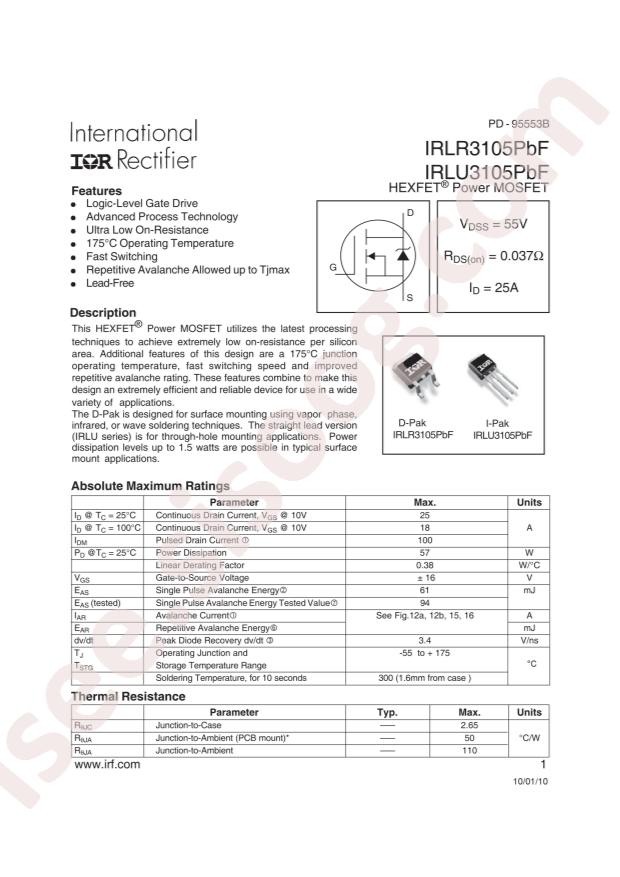 Infineon IRLU3105PBF
