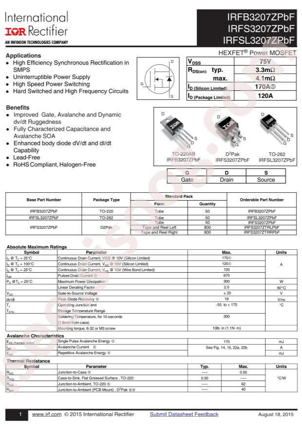 IRFS3207ZTRRPBF