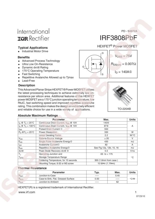 IRF3808PBF
