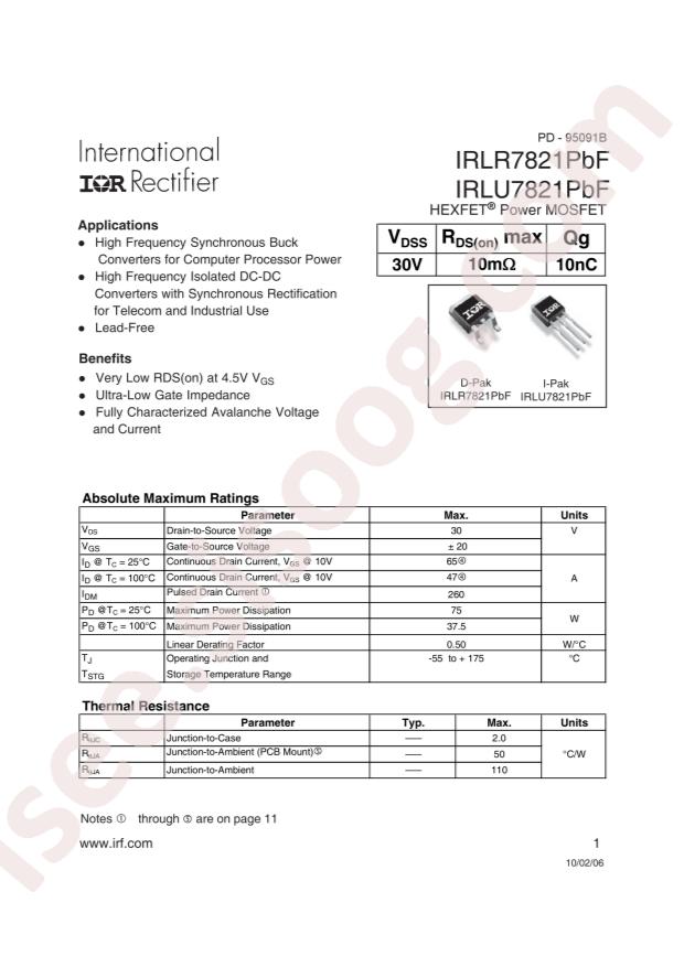 IRLR7821TRLPBF