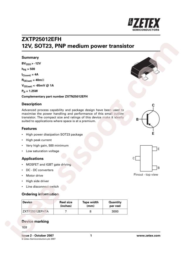 ZXTP25012EFHTA