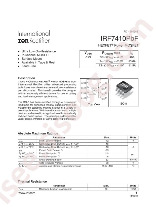 IRF7410TRPBF