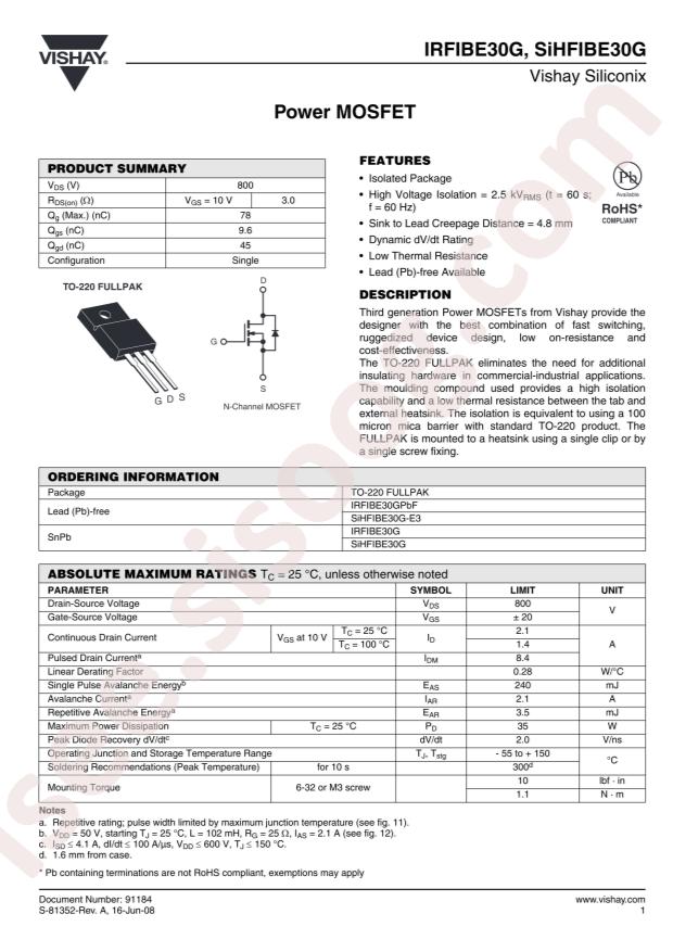 IRFIBE30GPBF