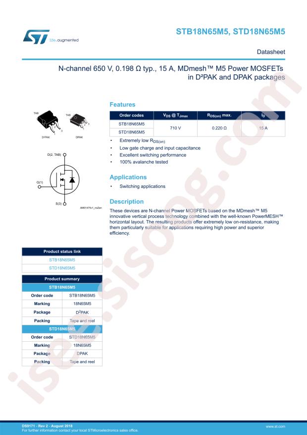 STD18N65M5