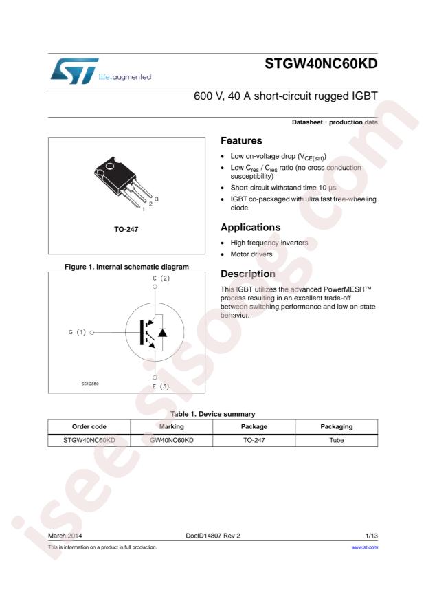 STGW40NC60KD