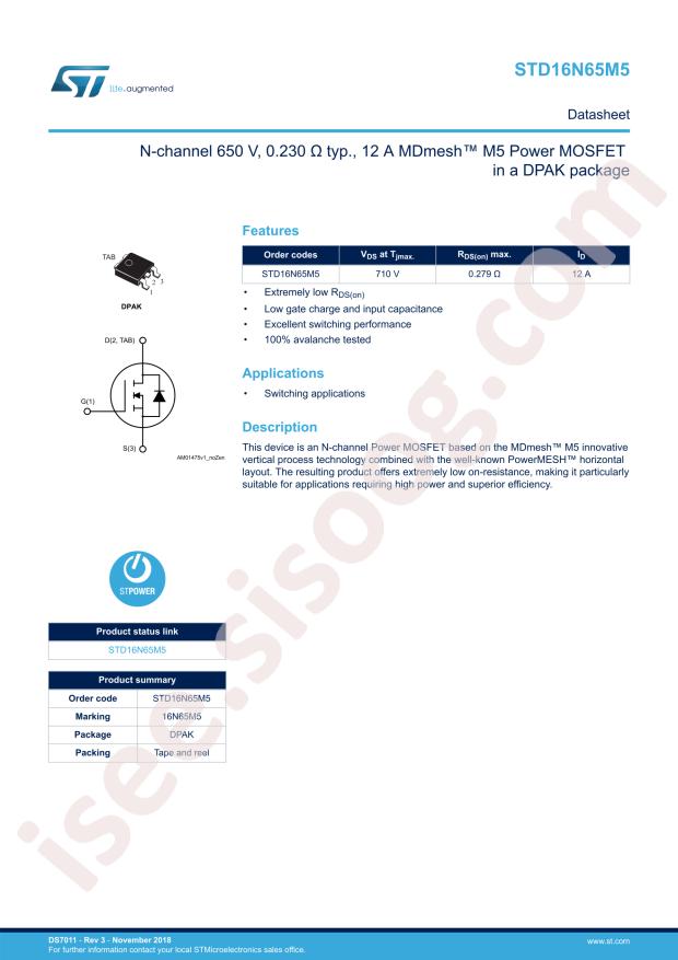STD16N65M5