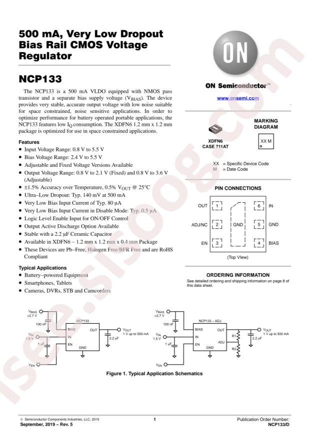 NCP133AMXADJTCG