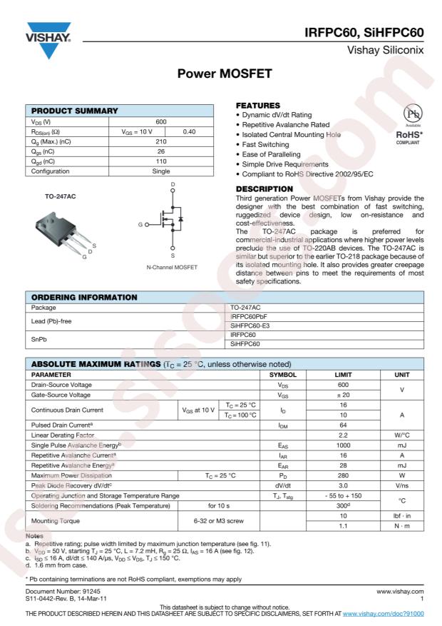 IRFPC60PBF