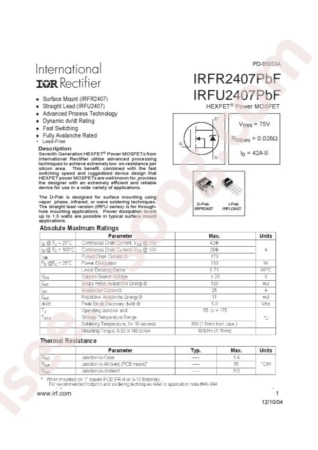 IRFR2407TRLPBF