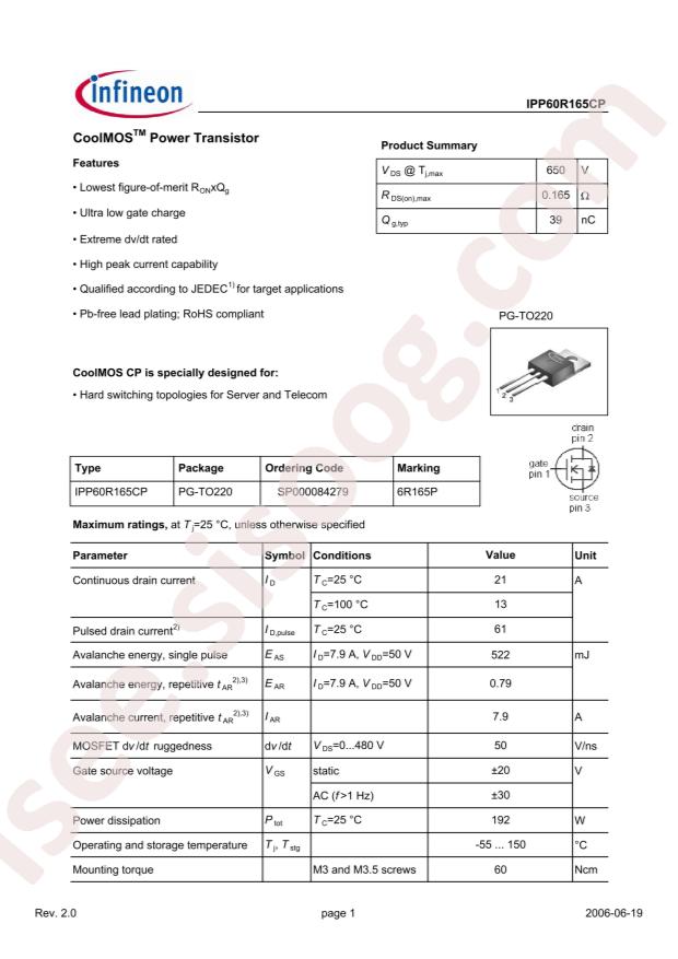 IPP60R165CP