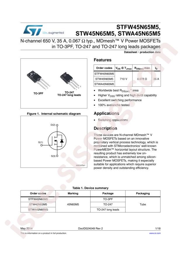 STFW45N65M5