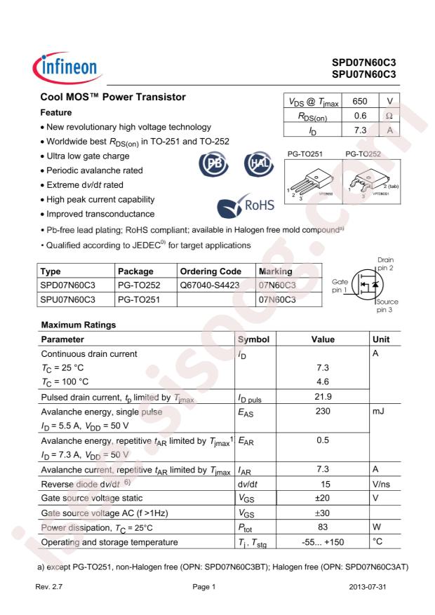SPD07N60C3