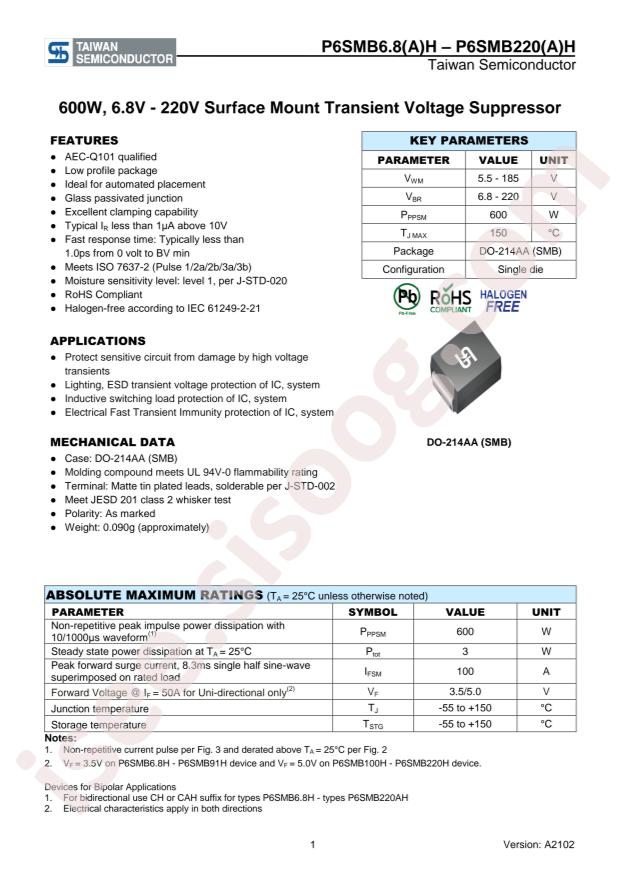 Taiwan Semiconductor P6SMB27CAH