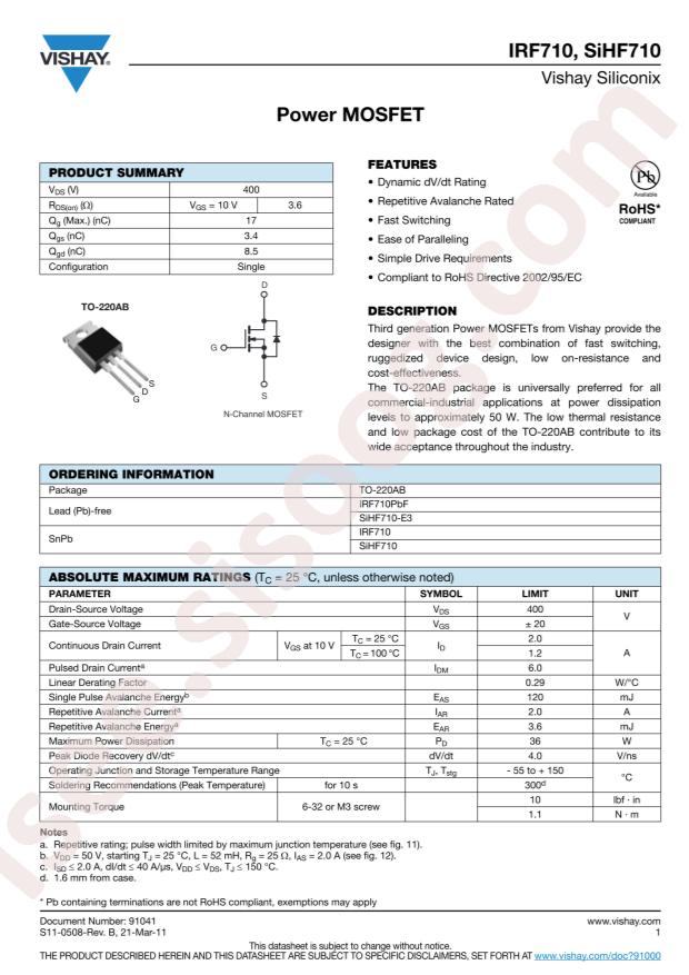 IRF710PBF