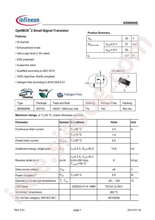 Infineon BSS806NEH6327